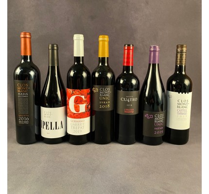 Clos Montblanc spansk rødvin smagekasse fra vinhuset Clos Montblanc med 7 forskellige rødvine